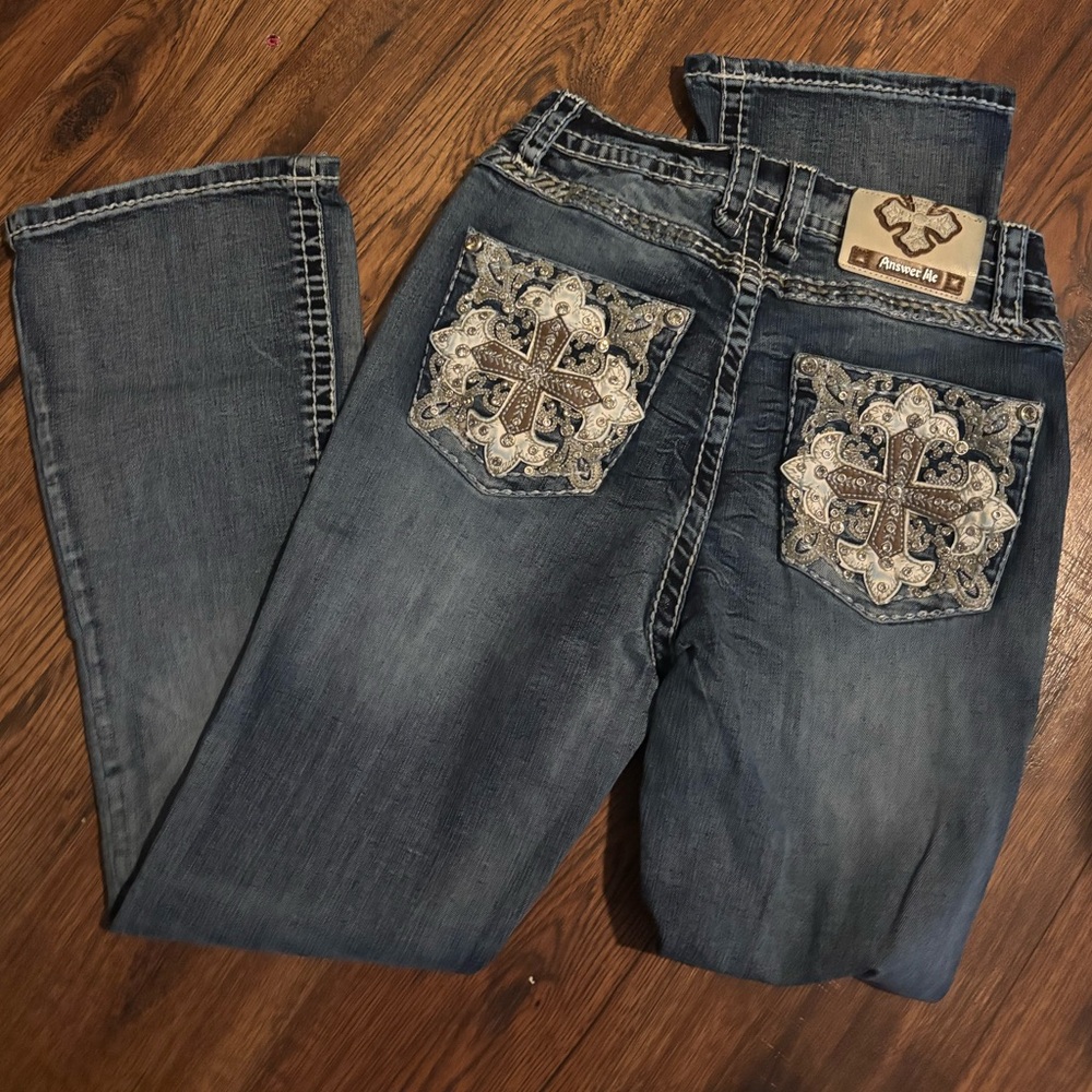 Answer Me Cowgirl Women's Boot Cut Jeans - Blue